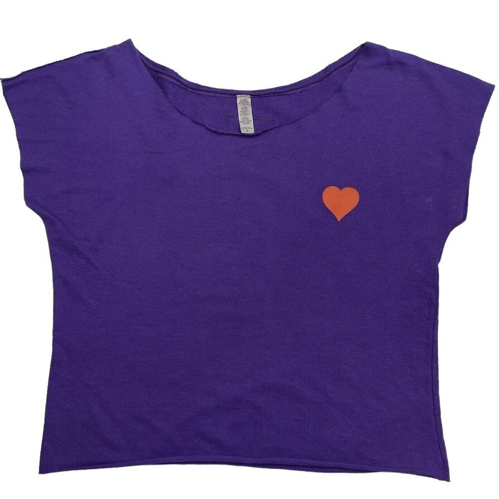 Clemson Uni.‎ Cropped Graphic Pullover Top Women's Small Purple Fleece Raw Edges